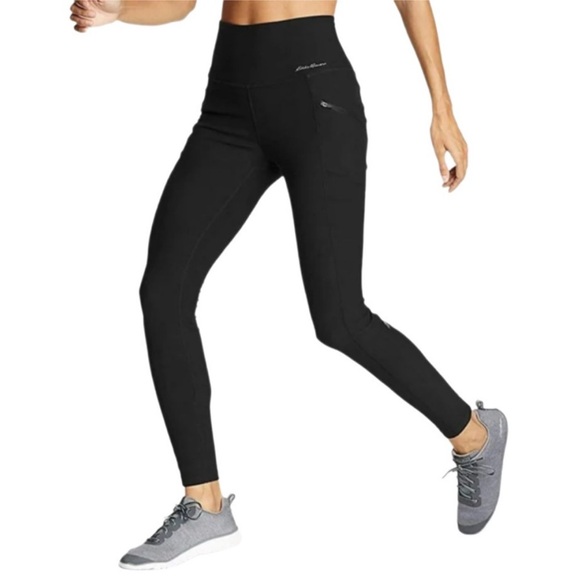 Eddie Bauer Black Trail Tight High-Waisted Leggings with Zippered Pockets-M - Picture 11 of 11